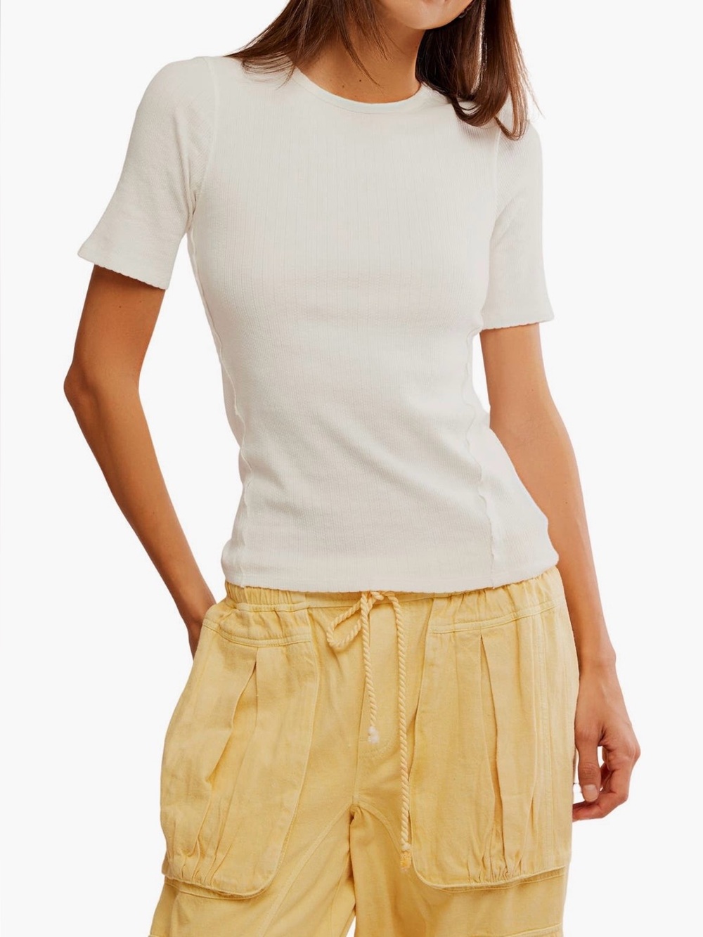 Free People Picture You Rib T-Shirt size XL Ivory color